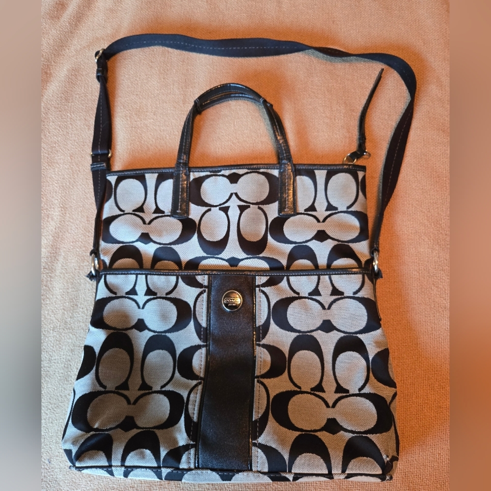 Coach Black Monogram Tote Bag